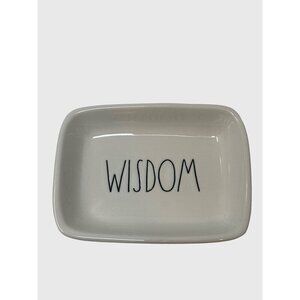 Rae Dunn WISDOM Tray 5in Candy Trinket Dish Office Decor Gift Organize White